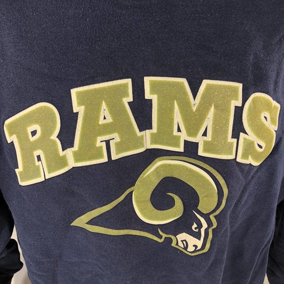 VINTAGE ST LOUIS RAMS LA SWEATSHIRT SPARKLE GLITTER LOGO XL PULLOVER CREW NECK - Picture 2 of 11